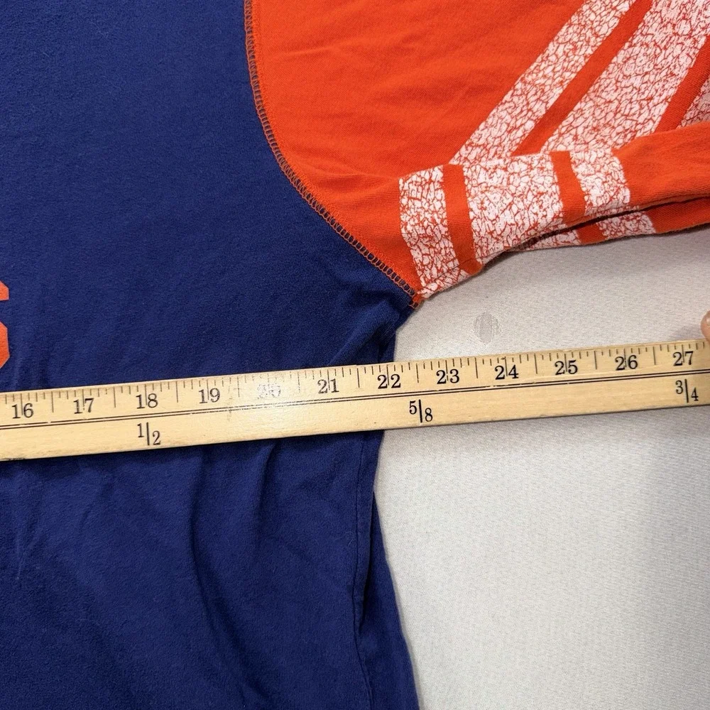 NFL Team Denver Broncos Men Blue ORange Spellout Round Neck Size XL